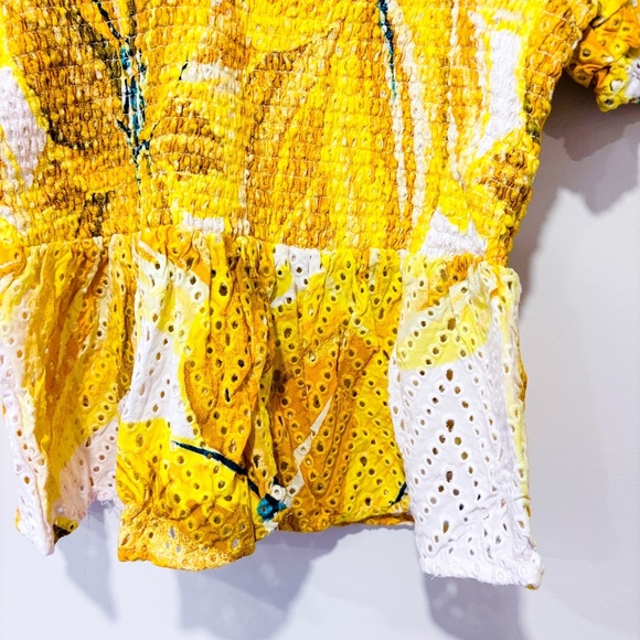 FARM RIO Azalea yellow floral print top - Picture 6 of 7